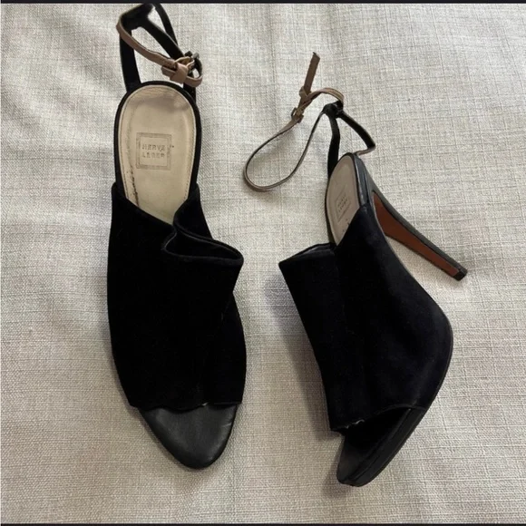 Herve Leger Black Open-Toe Heels - Picture 1 of 5